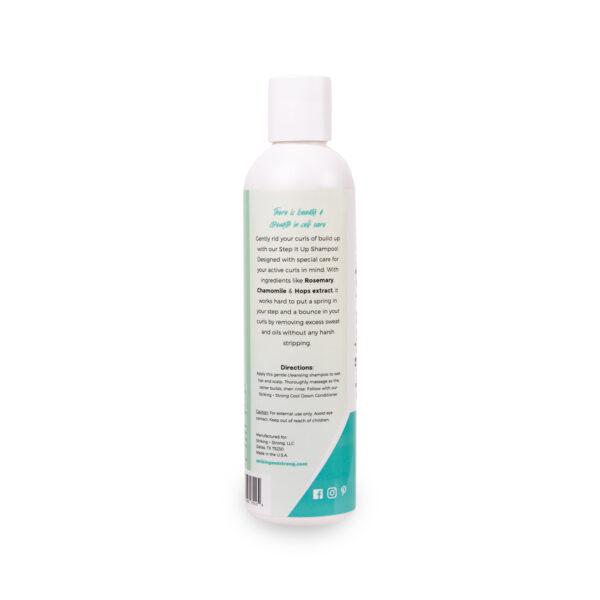 Step It Up Shampoo by Striking + Strong | Shampoo for Active curls (label: about + directions)